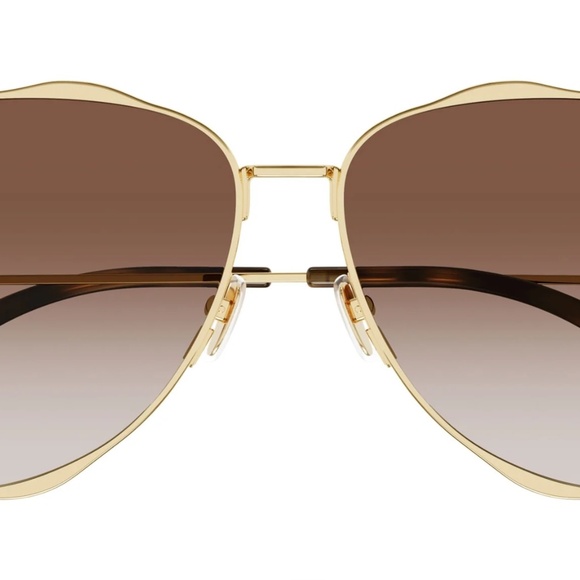 Golden Tortoiseshell Metal Aviator Sunglasses main image 5